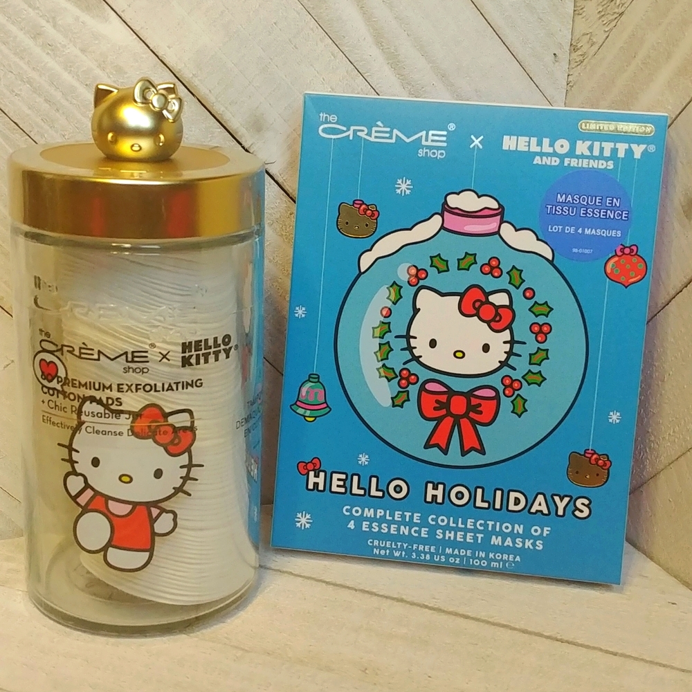 NWT The Creme Shop X Hello Kitty Premium Exfoliating Cotton Pads 4 Sheets Masks